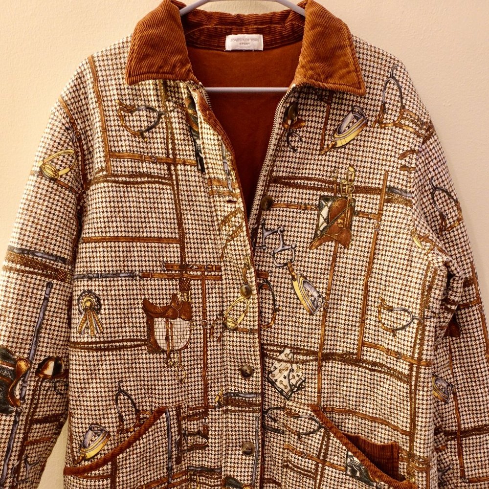 VTG Jones New York Sport Quilted Jacket Equestrian Western Riding Horse Size L